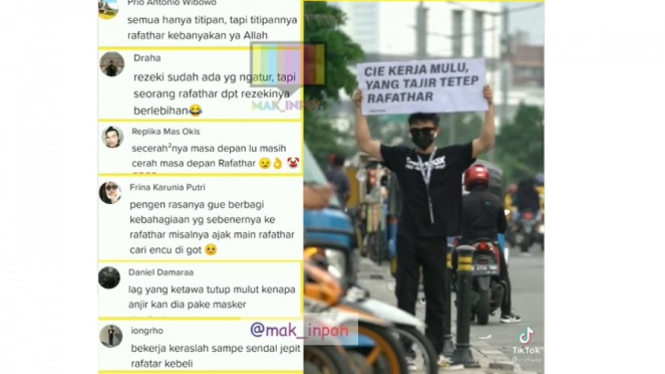 Pria berkaos hitam di jembatan busway