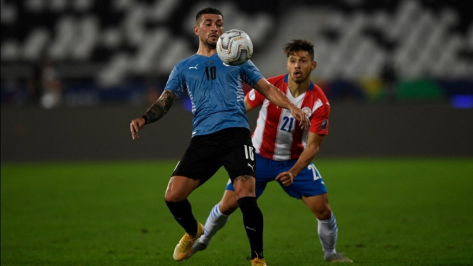 Duel Timnas Uruguay vs Paraguay di ajang Copa America 2021. 