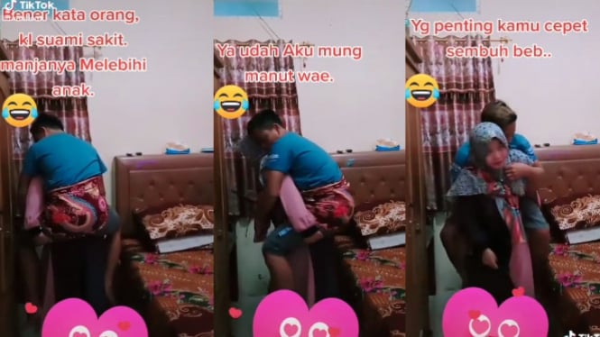 Viral suami minta digendong istri (TikTok/rafabe1)