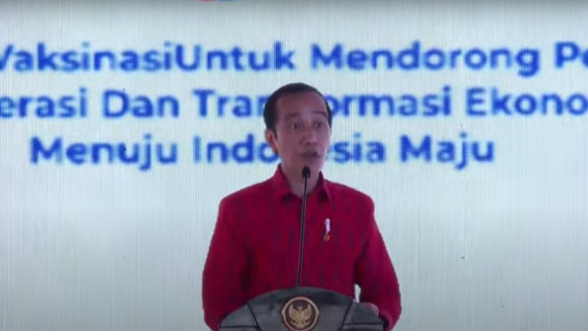 Presiden Jokowi saat membuka Munas Kadin di Kendari.
