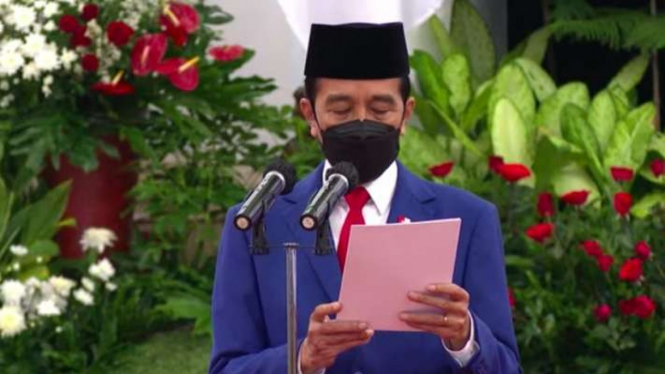 Tangkapan Layar - Presiden Joko Widodo dalam Peringatan ke-75 Hari Bhayangkara.