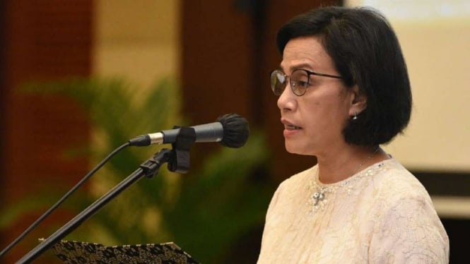 Menteri Keuangan Sri Mulyani Indrawati di Kantornya.