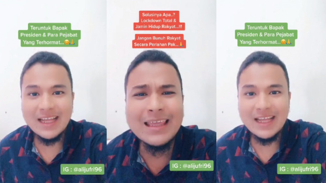 Video Pemuda Tantang Jokowi Lokcdown dan Jamin Hidup Rakyat (TikTok/dutakuliner)