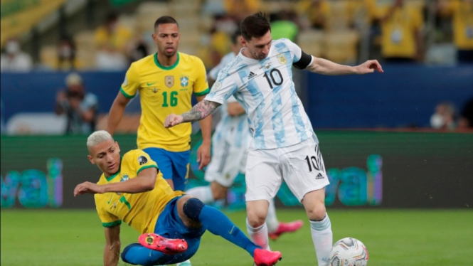 Final Copa America 2021 antara Timnas Argentina vs Brasil. 
