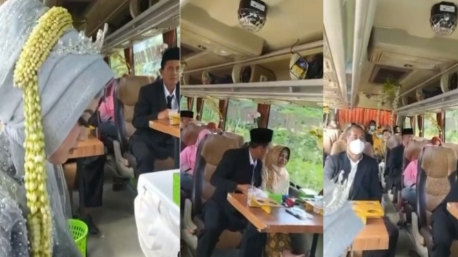 Viral video pernikahan di dalam bus (Instagram/gusmiftah)