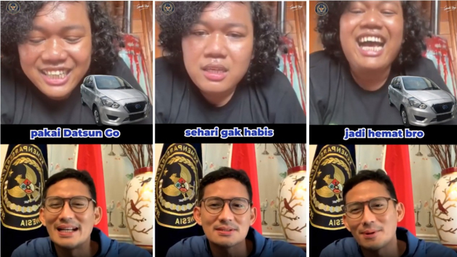 Menparekraf Sandiaga Uno saat diwawancarai oleh Marshel Widianto.