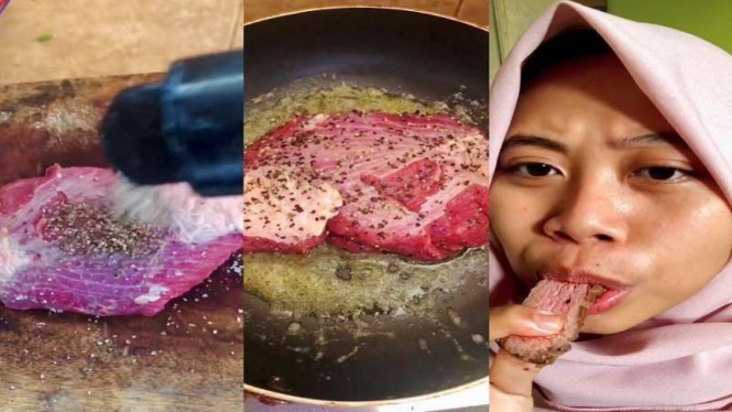 Netizen masak steak dari daging kurban, teksturnya alot dan keras