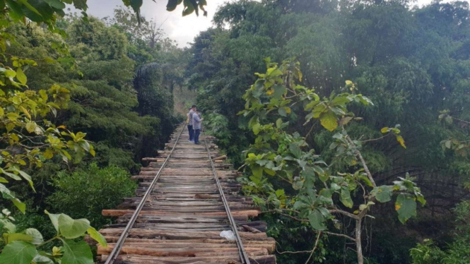 Kondisi eksisting jembatan gantung Karangwotan Pati.