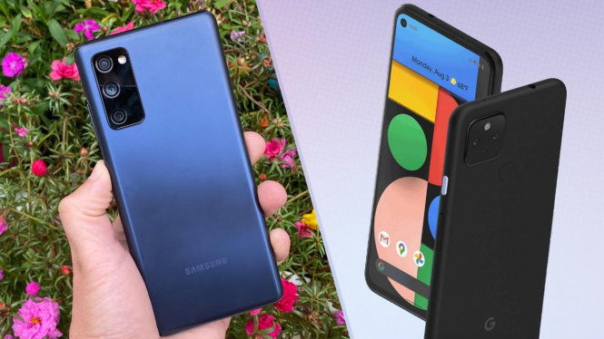 Google Pixel 5 vs Samsung Galaxy S20 FE.