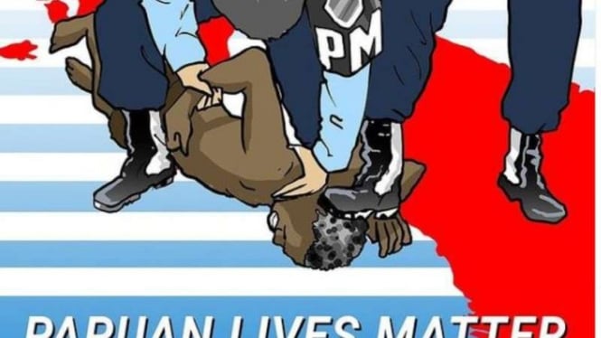 Poster Papuan Lives Matter usai anggota PM TNI AU injak kepala warga Papua