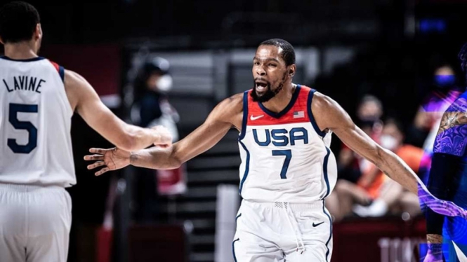 Kevin Durant bersama Timnas Basket Amerika Serikat di Olimpiade Tokyo 2020