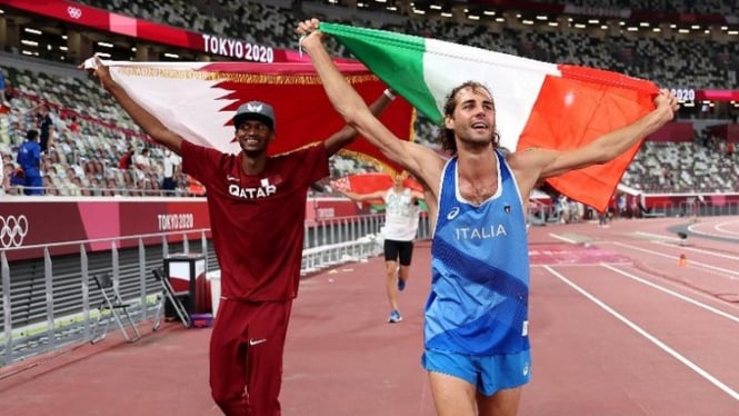 Atlet Qatar, Mutaz Barshim dan Gianmarco Tamberi (Italia)