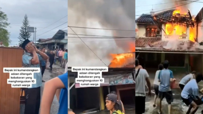 Viral Pria Kumandangkan Azan saat Warga Sibuk Padamkan rumah yang terbakar  (Instagram/smart.gram)
