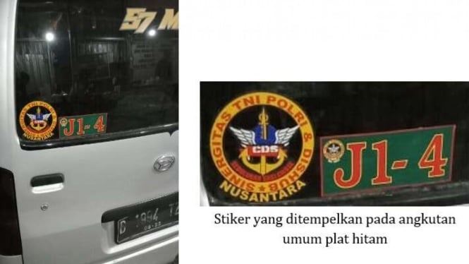Stiker Sinergitas TNI-Polri dan Dishub saat PPKM Level 4.