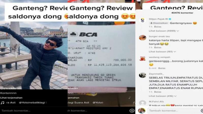 Akun di Tiktok pamer saldonya Rp11 triliun