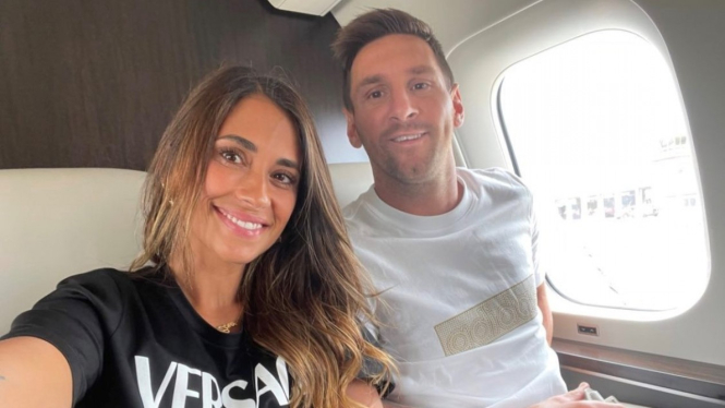 Lionel Messi dan istri, Antonella Roccuzzo