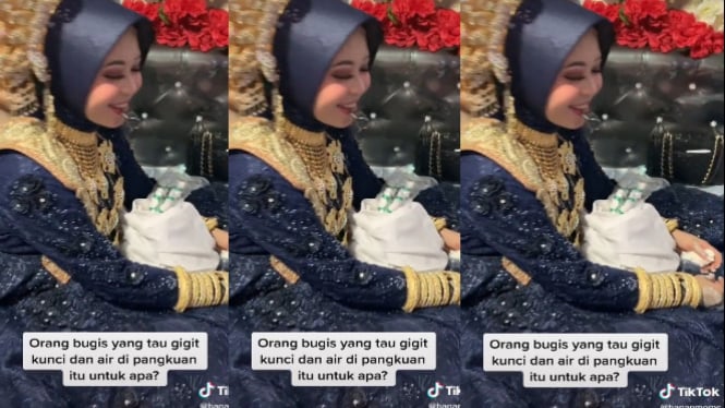 Viral Pengantin Wanita Bugis Gigit Kunci (TikTok/hananmoms)