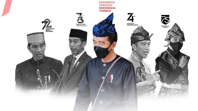 Presiden Jokowi mengenakan pakaian adat Suku Baduy.
