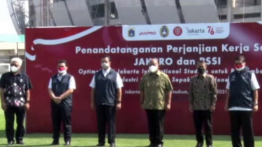 PSSI, PT Jakpro, dan Gubernur Anies Baswedan di Jakarta International Stadium