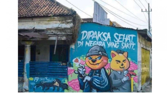 Mural Dipaksa sehat di negara yang sakit