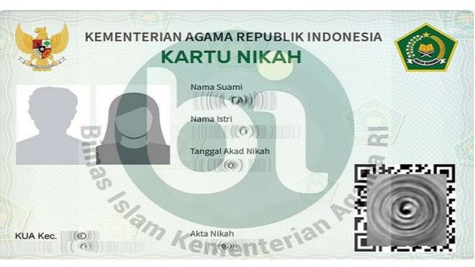 Kartu nikah asli yang dikeluarkan Kemenag