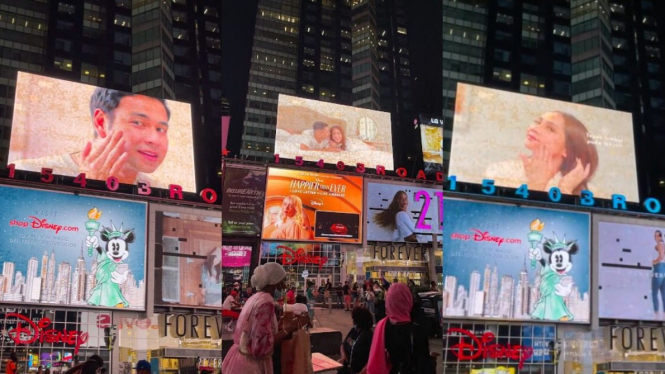 Raffi Ahmad dan Nagita Slavina di Times Square