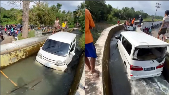 Mobil tercebur ke Kanal van Der Wijk di Sleman, Yogyakarta.