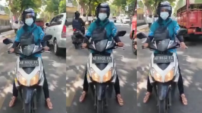 Viral Pengendara Motor emsk--emak di Tengah Jalan Melawan Arah (Instagram/kamerapengawas)