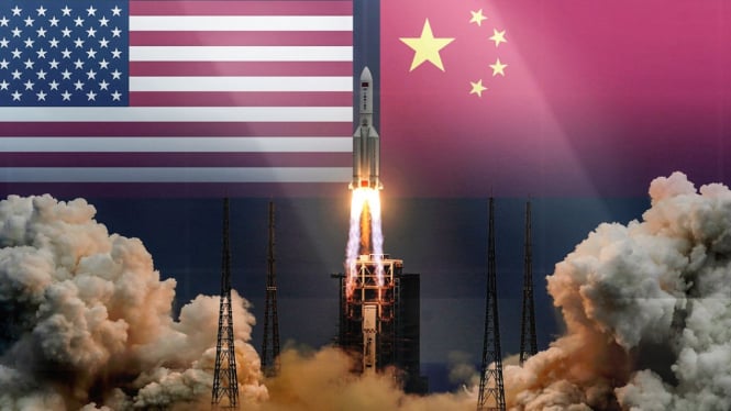 Amerika Serikat (AS) vs China di luar angkasa.