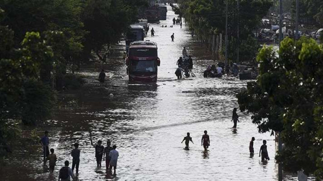Ilustrasi banjir di wilayah Jakarta.