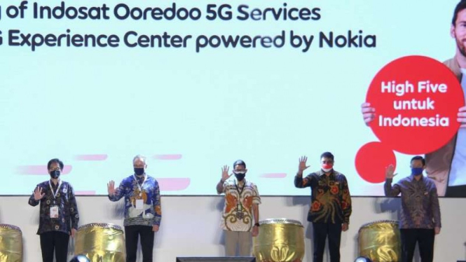 Peluncuran layanan 5G Indosat Ooredoo di Kota Surabaya, Jawa Timur, pada Kamis, 16 September 2021.