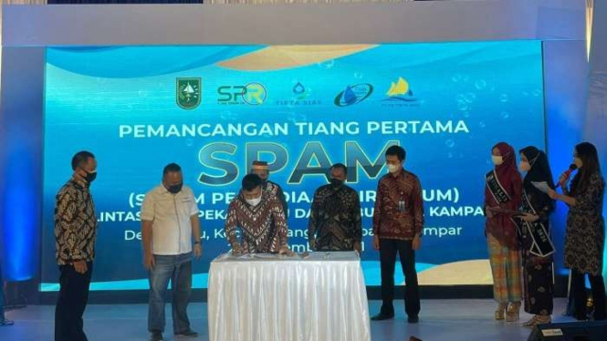 PT PP grounbreaking proyek SPAM di Riau.