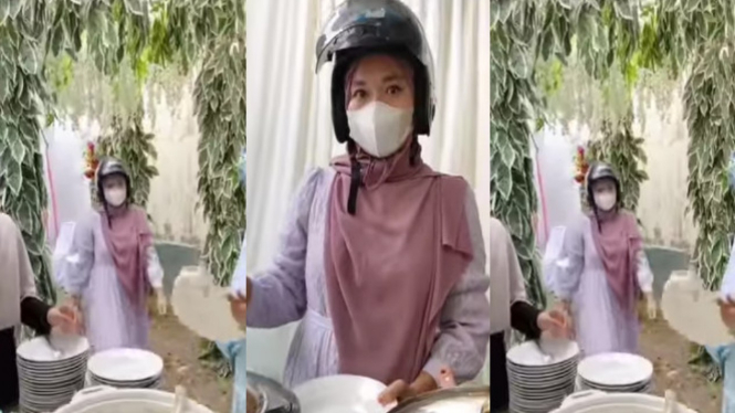 Viral Tamu Undangan Tanpa Sadar Pakai Helm Ke Meja Prasmanan