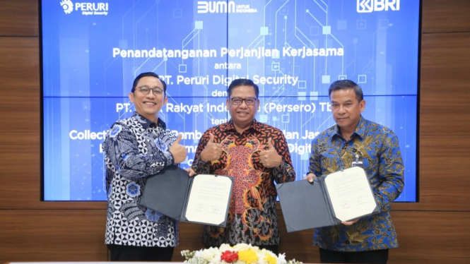 Penandatanganan Perjanjian Kerjasama BRI dan Peruri Digital Security (PDS), Kamis (23/9) di Jakarta.
