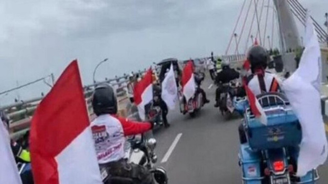 Rombongan moge viral masuk jembatan belum resmi dibuka