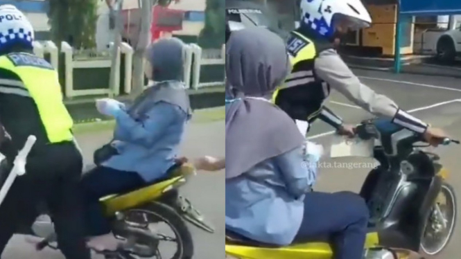 Motor Ditilang Si Ibu Gak Mau Turun (Instagram/fak.indo)