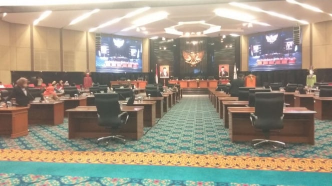 Suasana rapat paripurna terkait interpelasi Formula E.