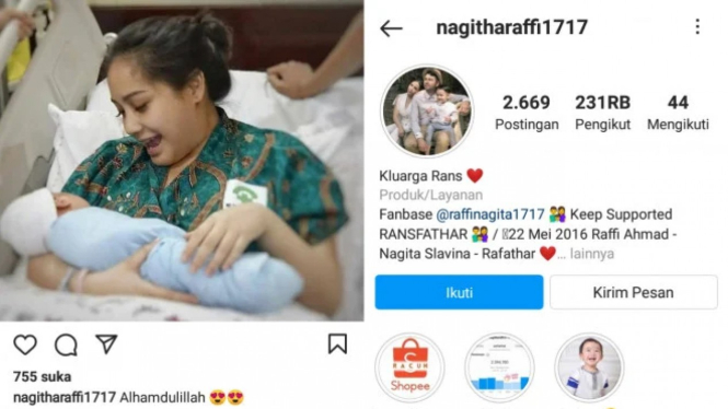 Postingan kabar Hoaks Nagita Slavina telah melahirkan anak keduanya