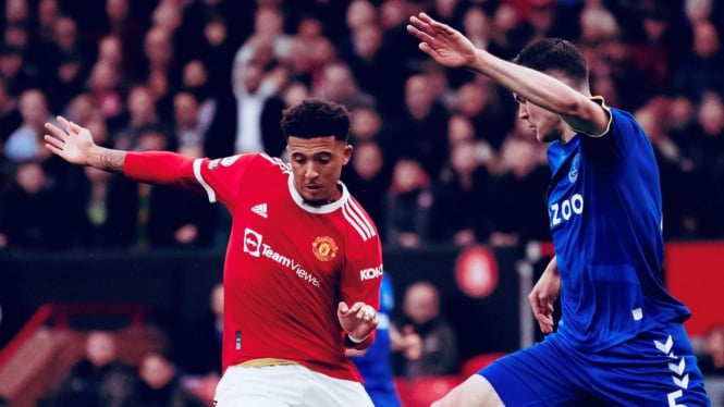 Jadon Sancho saat Manchester United vs Everton