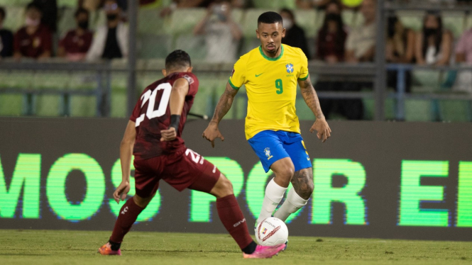 Gabriel Jesus saat Brasil vs Venezuela