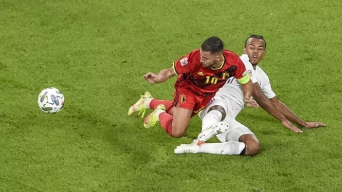 Eden Hazard saat Timnas Belgia vs Prancis