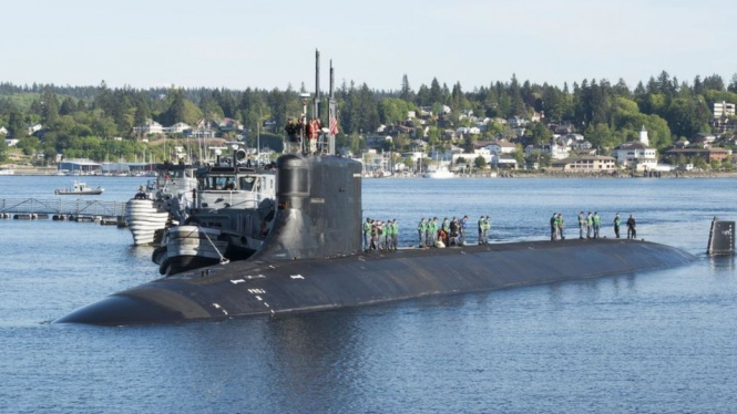 Kapal selam USS Connecticut saat dipotret tahun 2018. Getty Images via BBC Indonesia