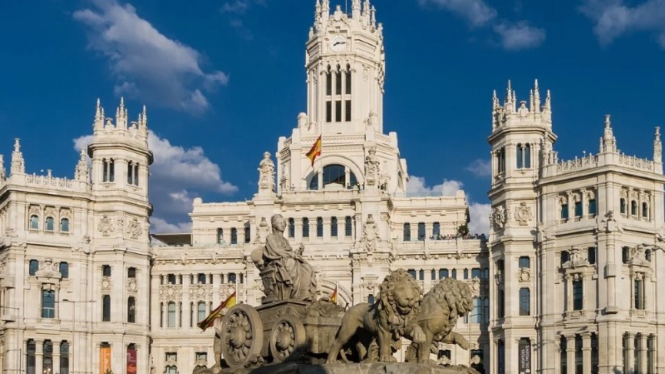 Ilustrasi kota Madrid, Spanyol.