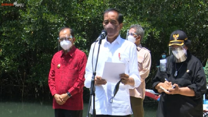 Presiden Jokowi meninjau Taman Hutan Mangrove Ngurai Rai di Provinsi Bali