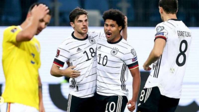 Pemain Timnas Jerman rayakan gol