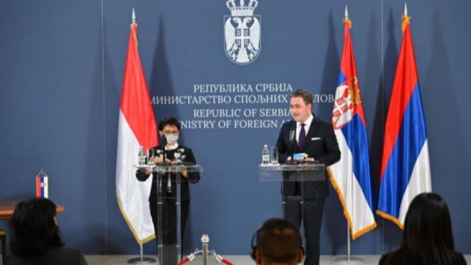 Pertemuan bilateral Menlu RI dan Menlu Serbia di Beograd