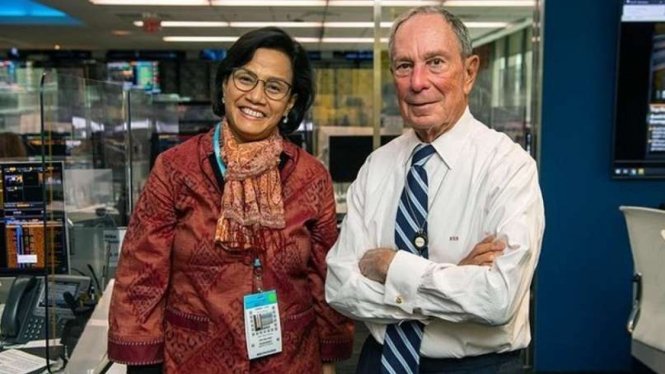 Menkeu Sri Mulyani dan Michael Bloomberg.