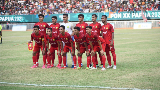 Tim sepakbola putra Aceh di PON XX Papua. 