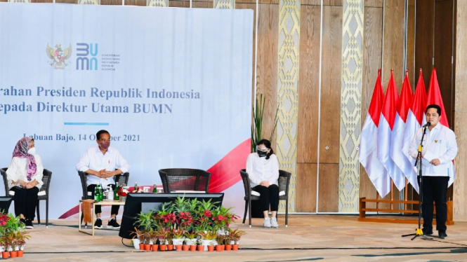 Presiden Joko Widodo dan Menteri BUMN Erick Thohir.