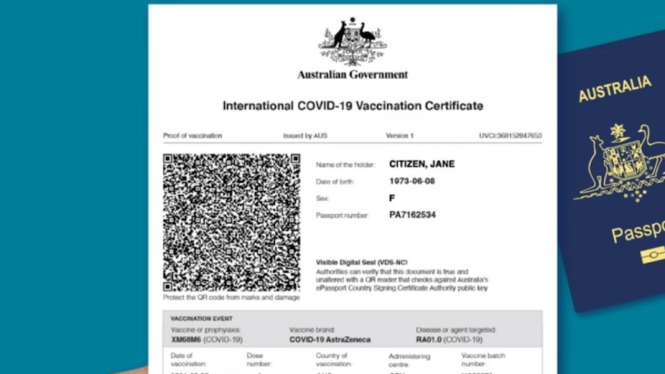 Sertifikat vaksin COVID Australia untuk perjalanan internasional akan memuat kode QR yang bisa dipindai oleh petugas imigrasi di negara lain. (Supplied)